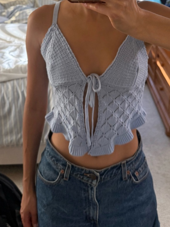 Olive & Oak Tops - Olive & Oak Light Blue Knit Tie-Front Camisole
